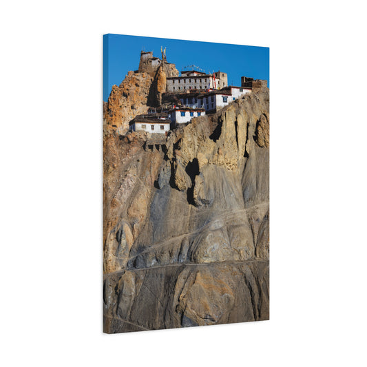 Dhankar Monastery, Spiti Valley - Premium Landscape Canvas (20" x 30")