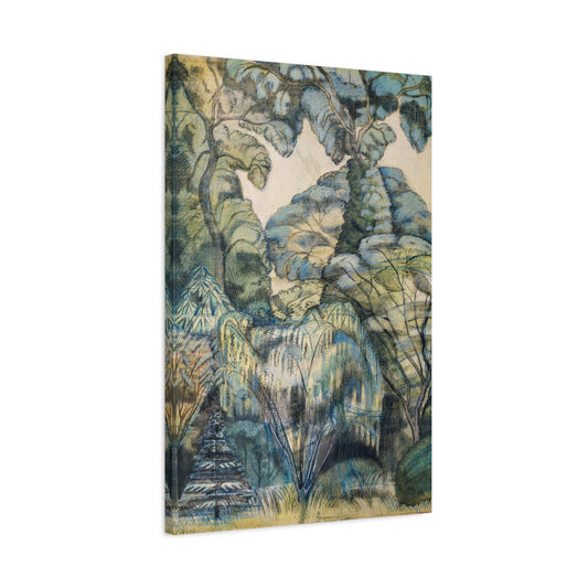 Enchanted Woodland | Vintage Graphite & Pastel Landscape Canvas Art